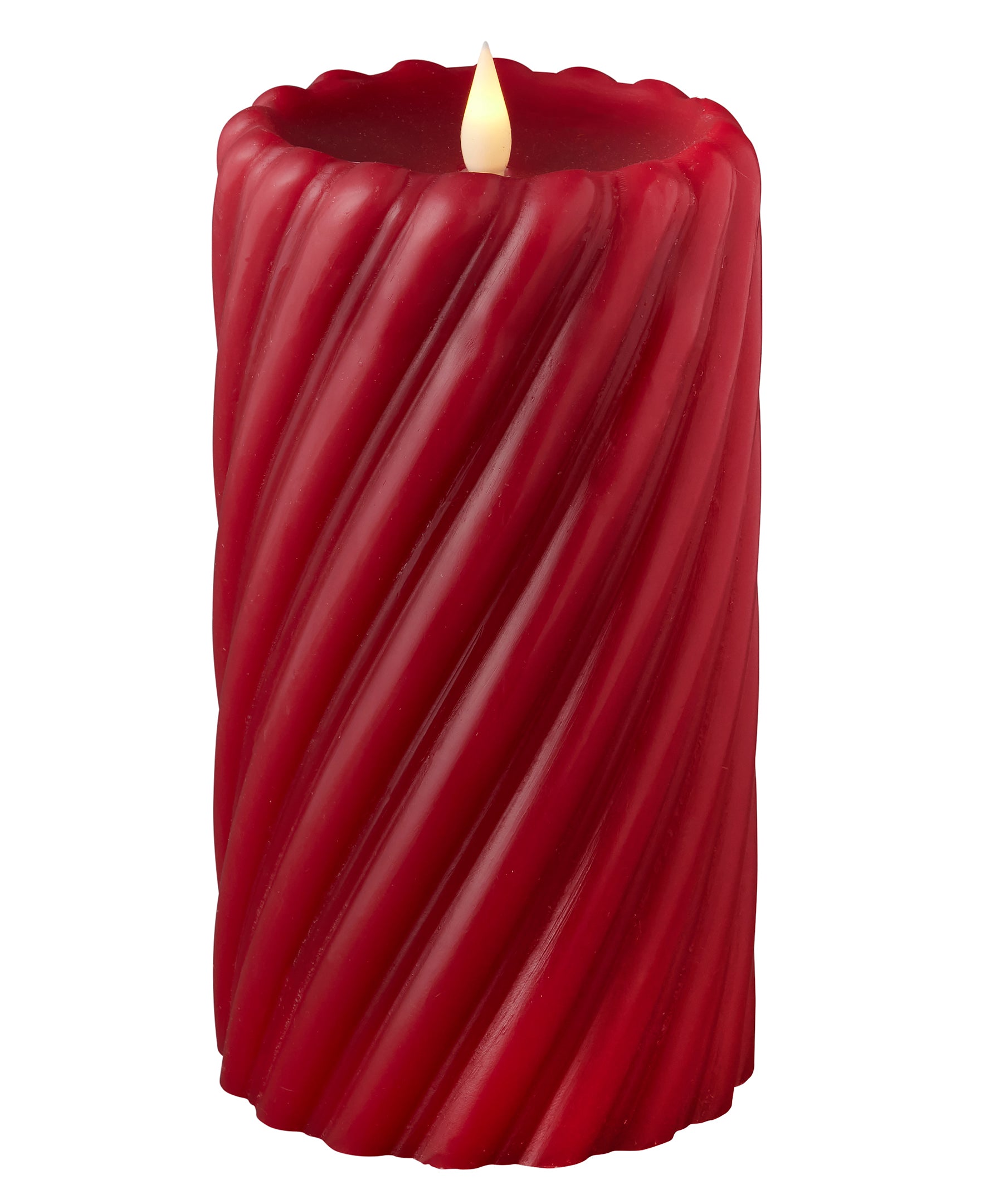 Swirl Motion Flameless Candle in Red