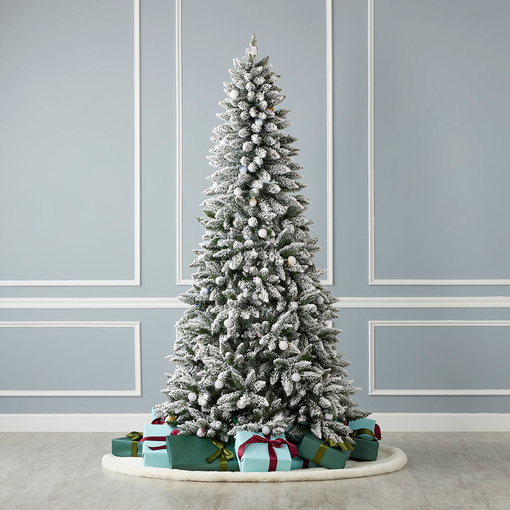 Snow Kissed Pine Flocked Pre-lit Tree with Multicolor LED Lights