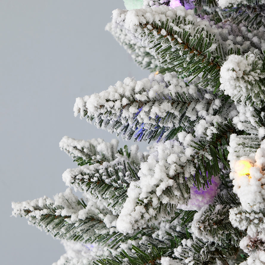 Snow Kissed Pine Flocked Full Tree with Multicolor LED Lights