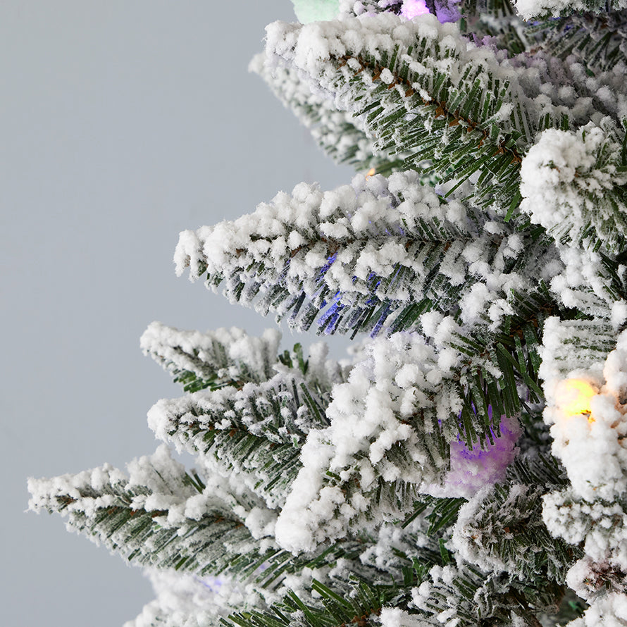 Snow Kissed Pine Flocked Pre-lit Tree with Multicolor LED Lights