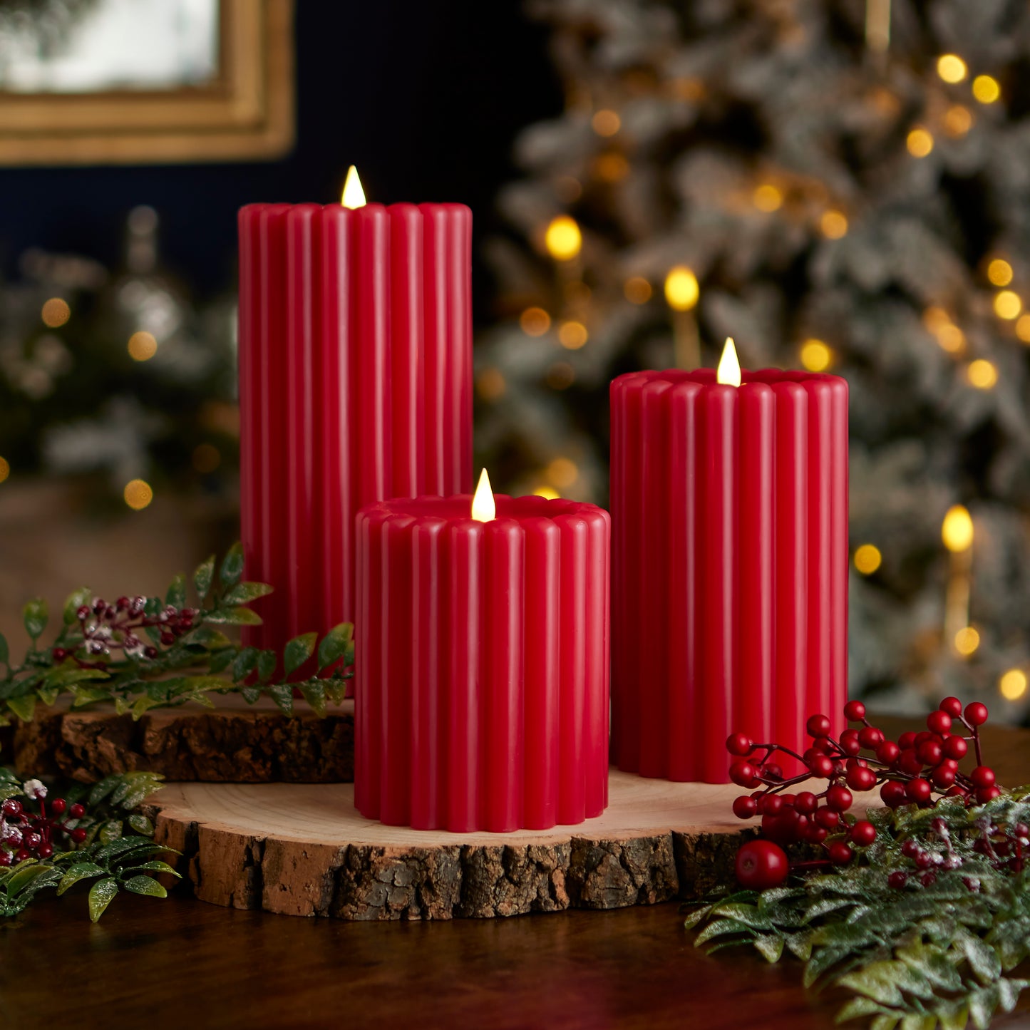 Wide Ribbed Motion Flameless Candle