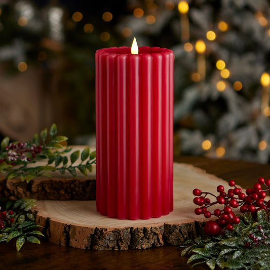 Wide Ribbed Motion Flameless Candle