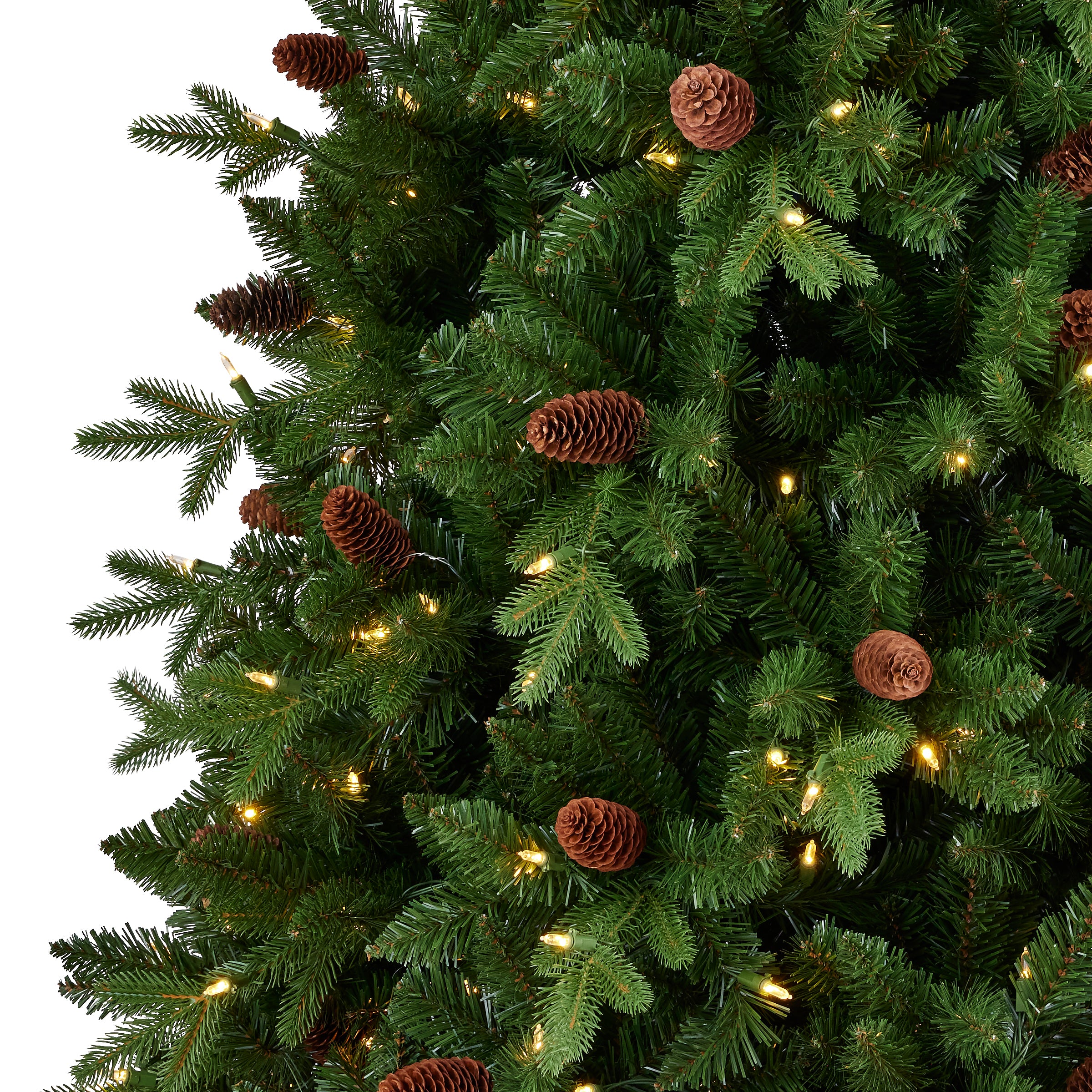 Canyon Ranch Fir Pre-Lit Tree with Warm White LED Lights and Pinecones