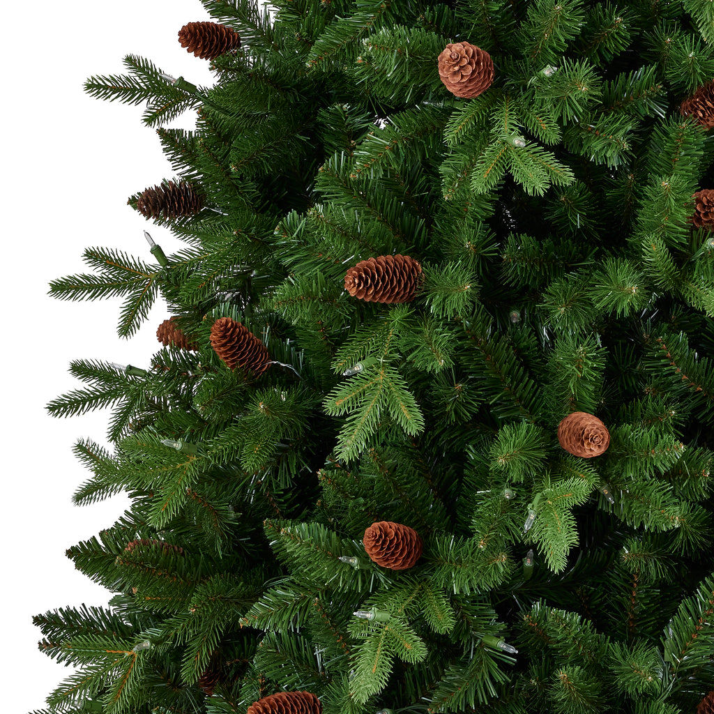 Canyon Ranch Fir Pre-Lit Tree with Warm White LED Lights and Pinecones