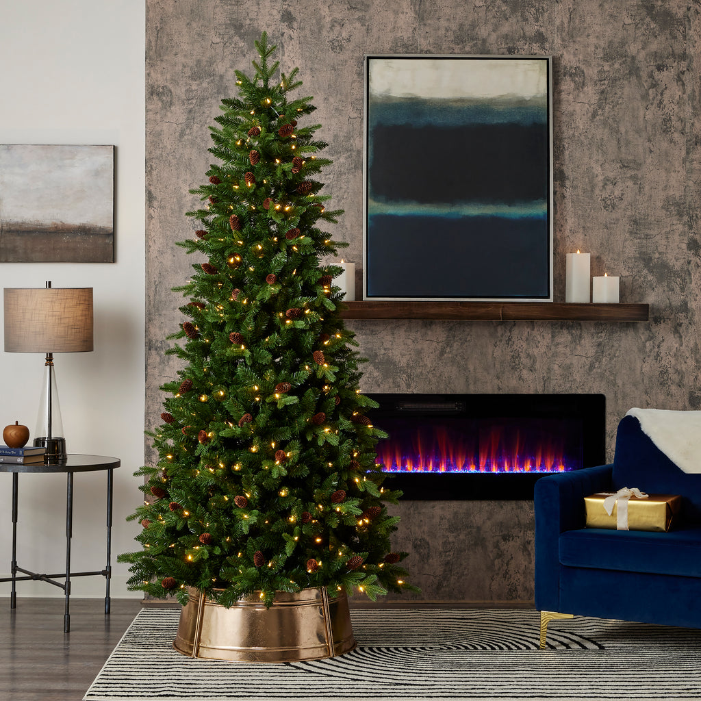 Canyon Ranch Fir Pre-Lit Tree with Warm White LED Lights and Pinecones