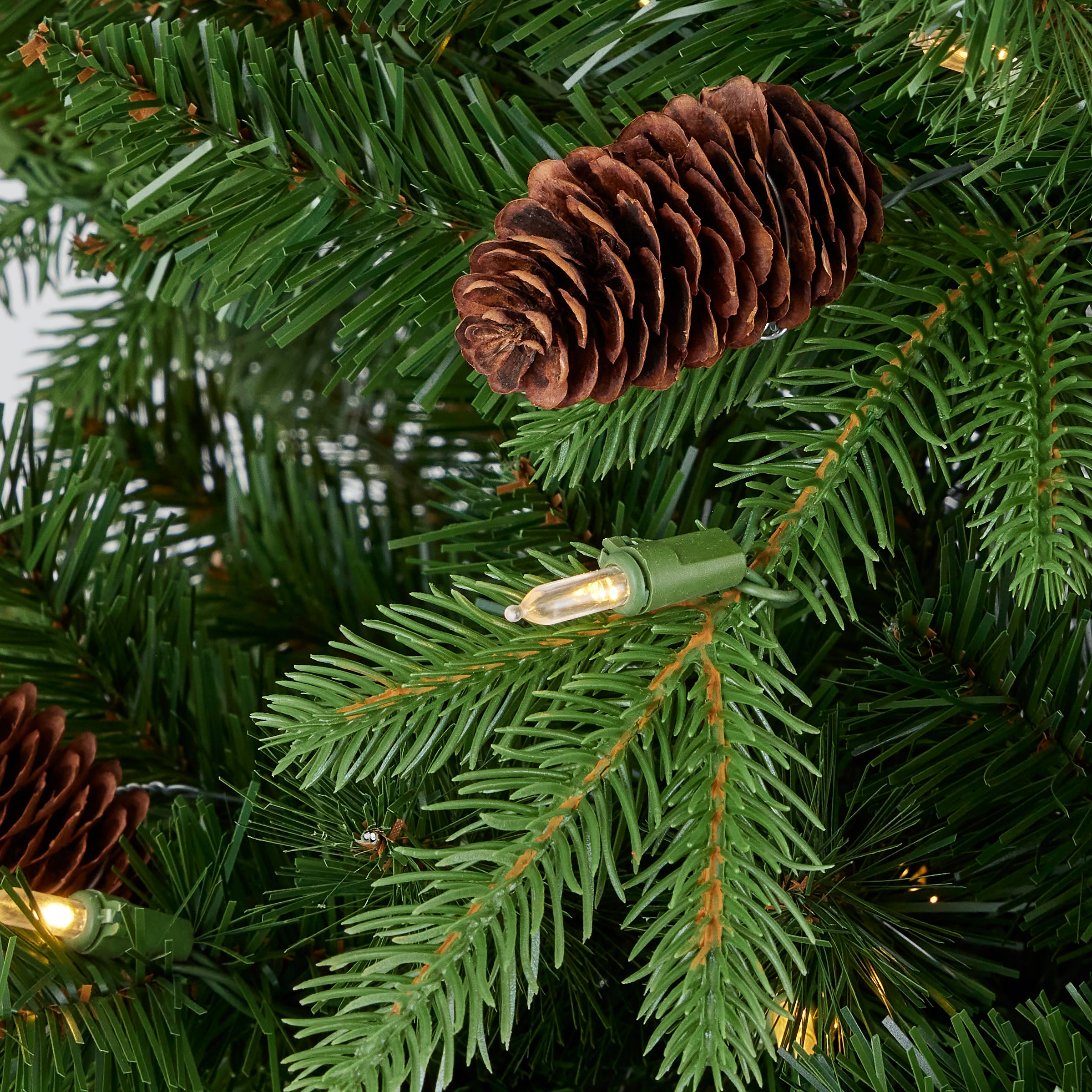 Canyon Ranch Fir Pre-Lit Tree with Warm White LED Lights and Pinecones