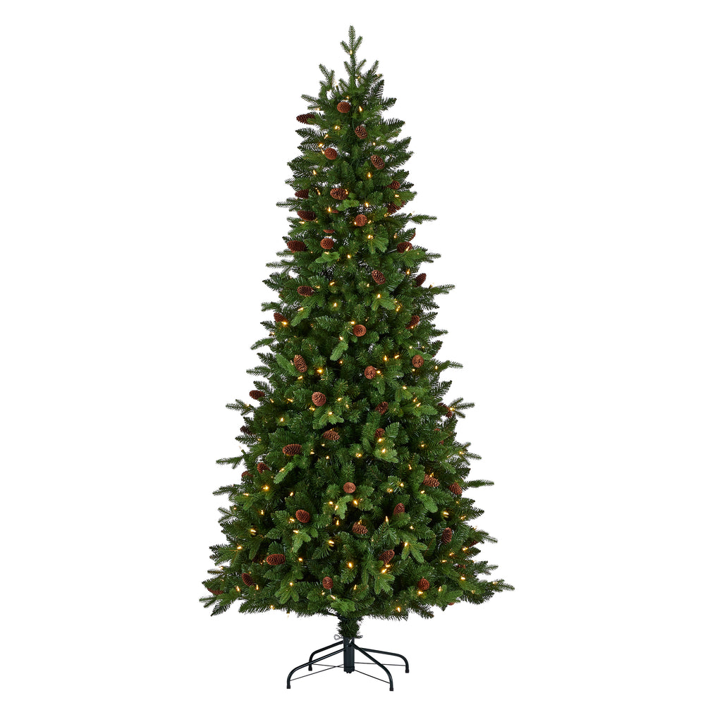 Canyon Ranch Fir Pre-Lit Tree with Warm White LED Lights and Pinecones