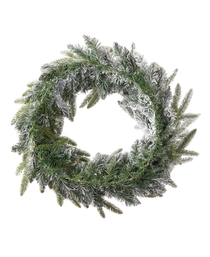 Royal Oaks Flocked Fir 24in Wreath (plug in)