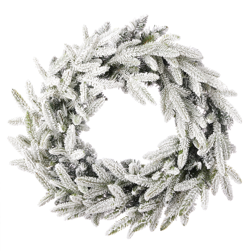 Royal Oaks Flocked Fir 24in Wreath (plug in)