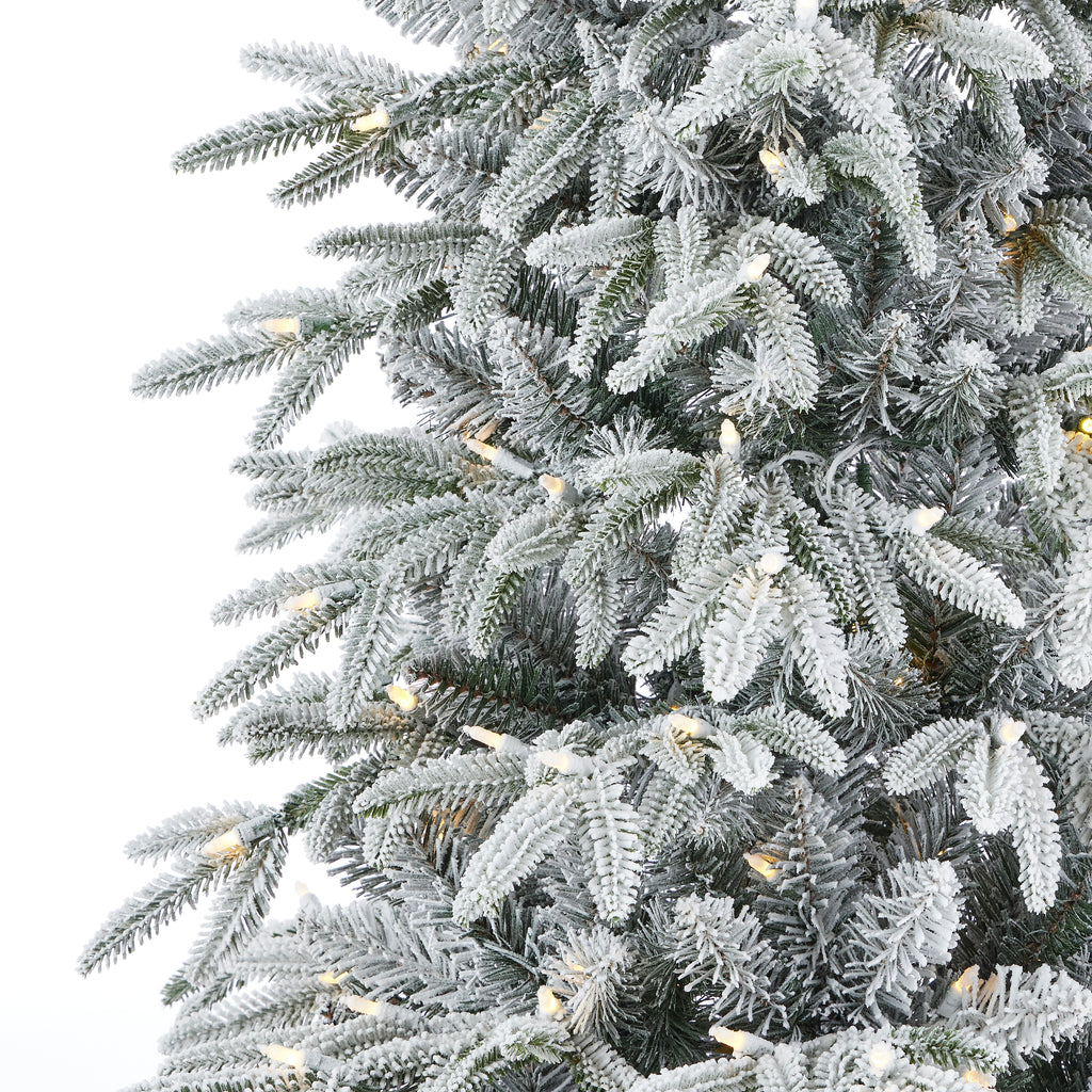 Shadow Woods Flocked Spruce Pre-Lit Tree with Warm White LED Lights