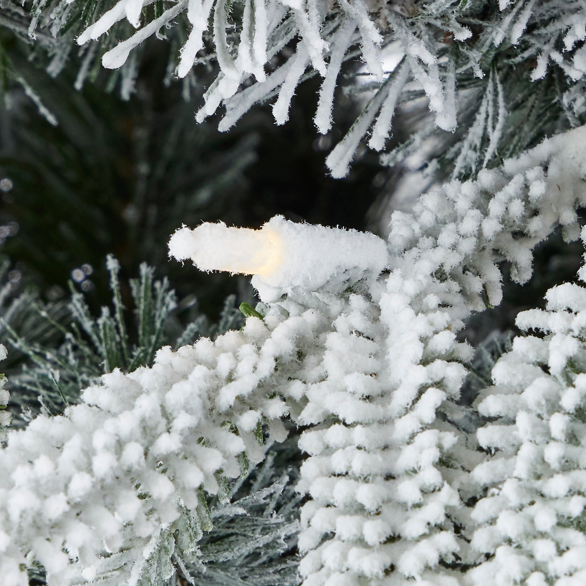 Shadow Woods Flocked Spruce Pre-Lit Tree with Warm White LED Lights