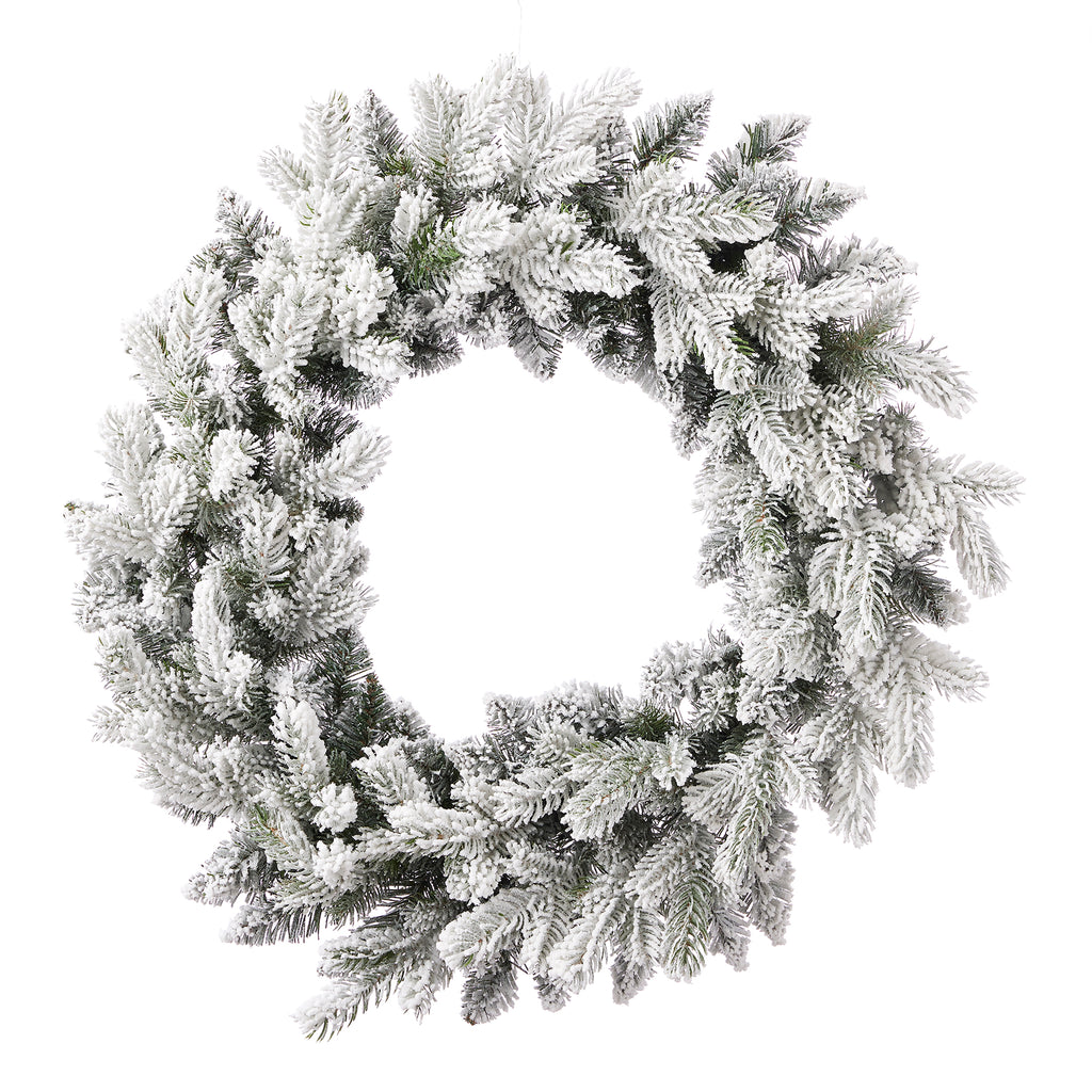 Shadow Woods Flocked Spruce 24in Pre-lit Wreath (plug in)