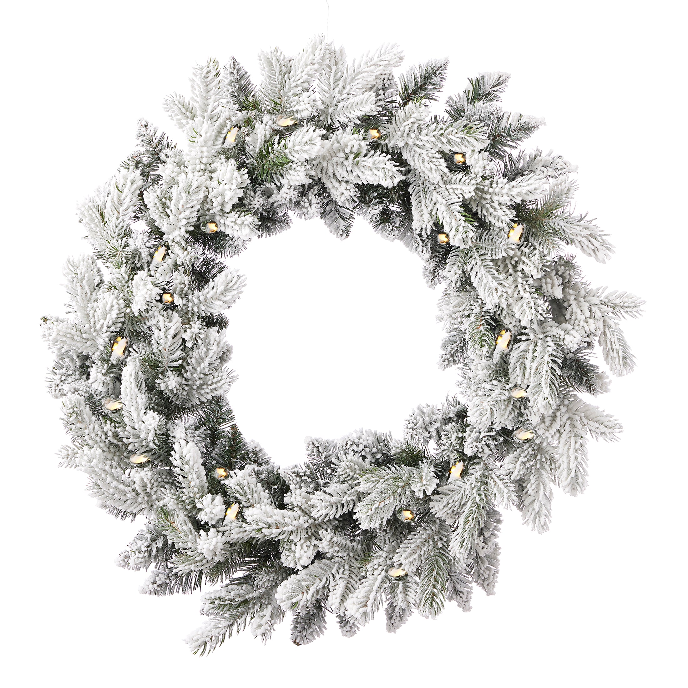 Shadow Woods Flocked Spruce 24in Pre-lit Wreath (plug in)