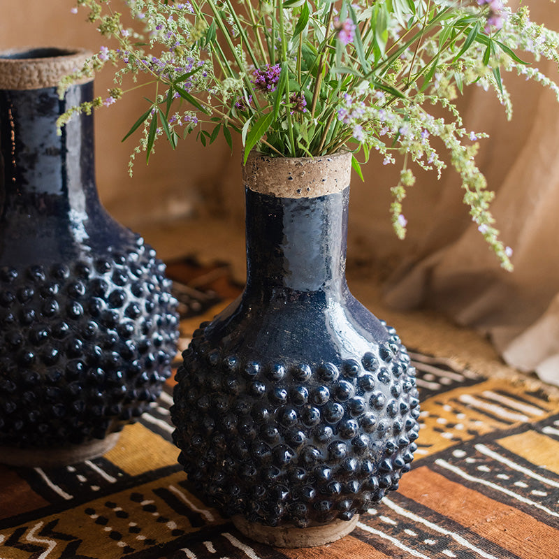 Navy Blue Domo Pottery Vase