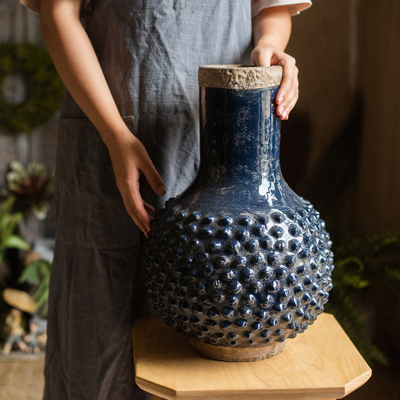 Navy Blue Domo Pottery Vase