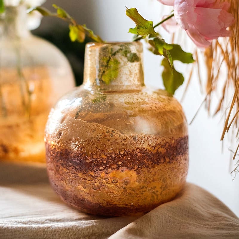 Amber Hand Blown Vase