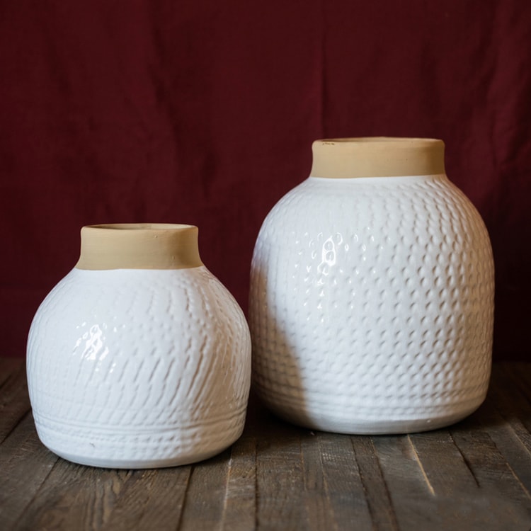 White Glazed Ceramic Vase