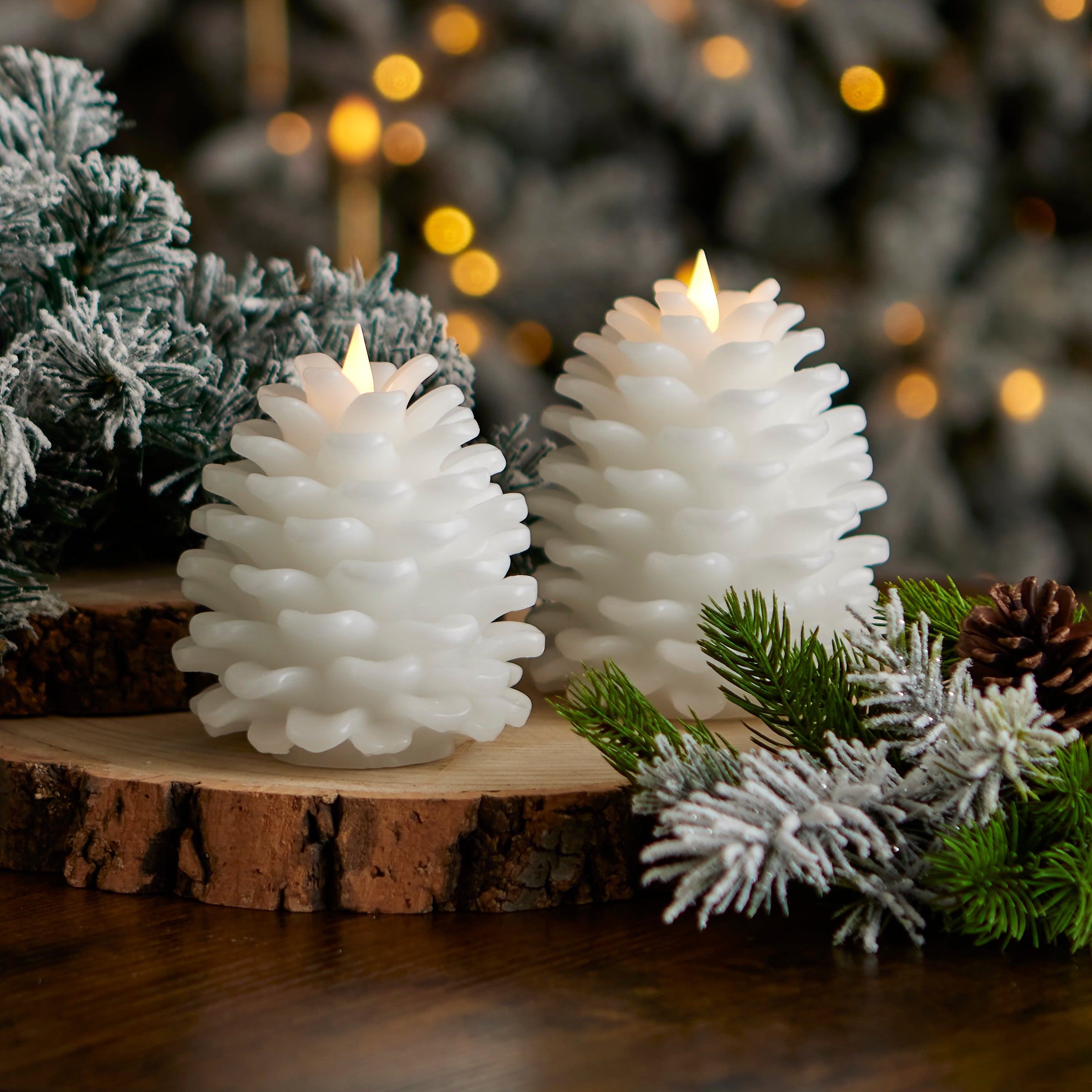 Pinecone Flameless Candle 2pc Set