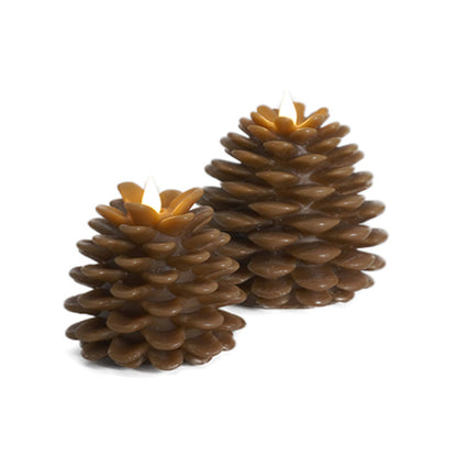 Pinecone Flameless Candle 2pc Set