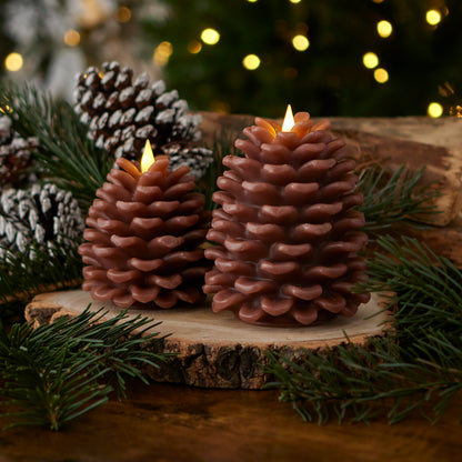 Pinecone Flameless Candle 2pc Set