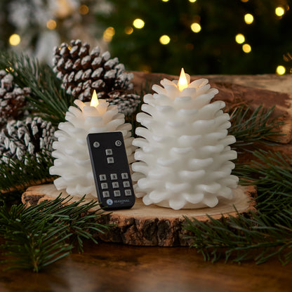 Pinecone Flameless Candle 2pc Set