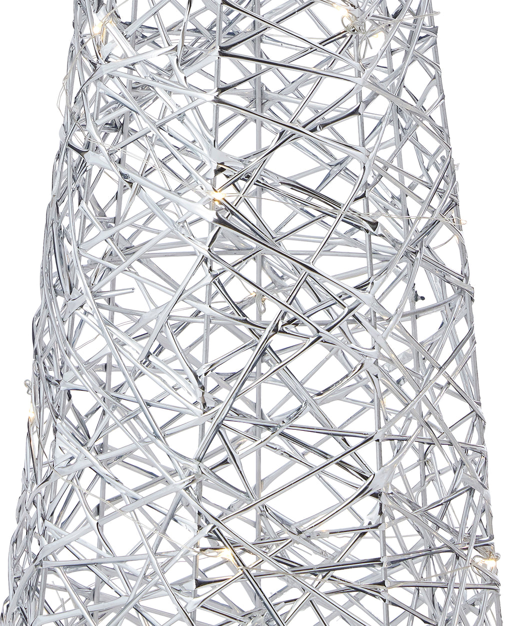 Metallic Silver 3pc Cone Set with Warm White LED Lights (Battery-Operated)