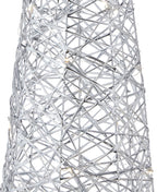 Metallic Silver 3pc Cone Set with Warm White LED Lights (Battery-Operated)