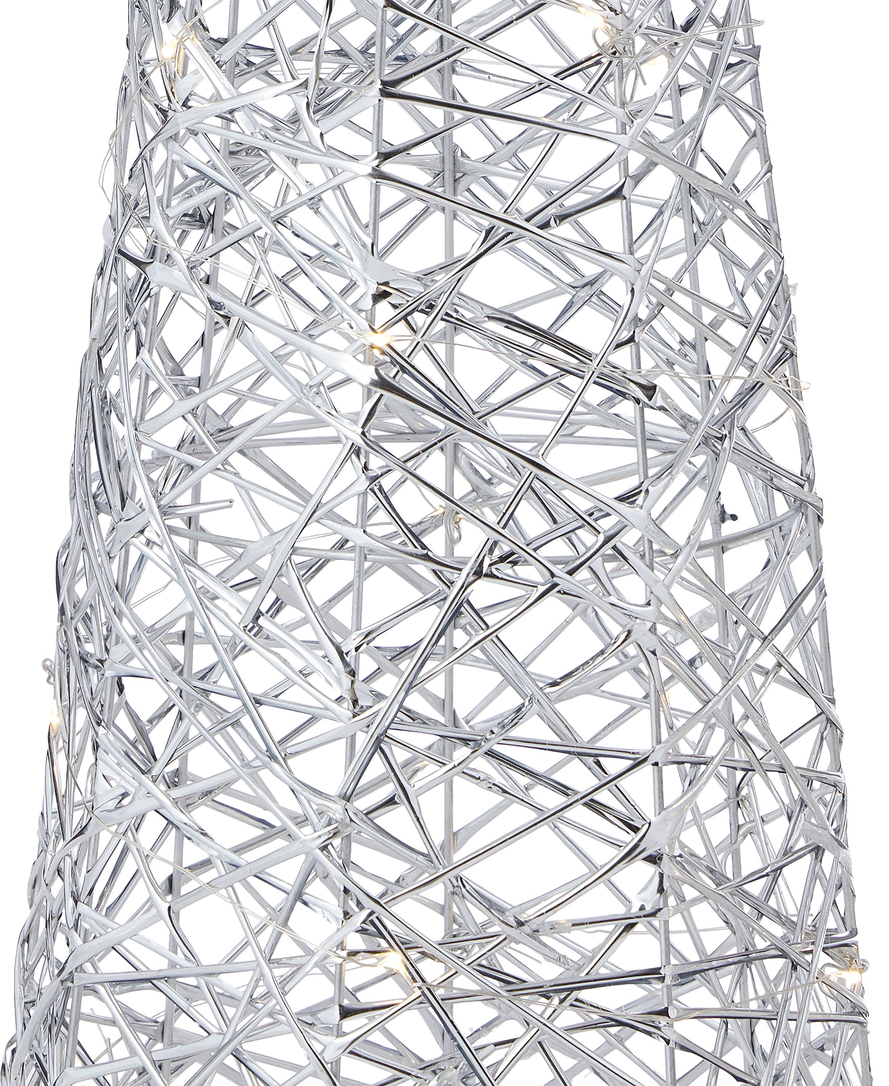Metallic Silver 3pc Cone Set with Warm White LED Lights (Battery-Operated)