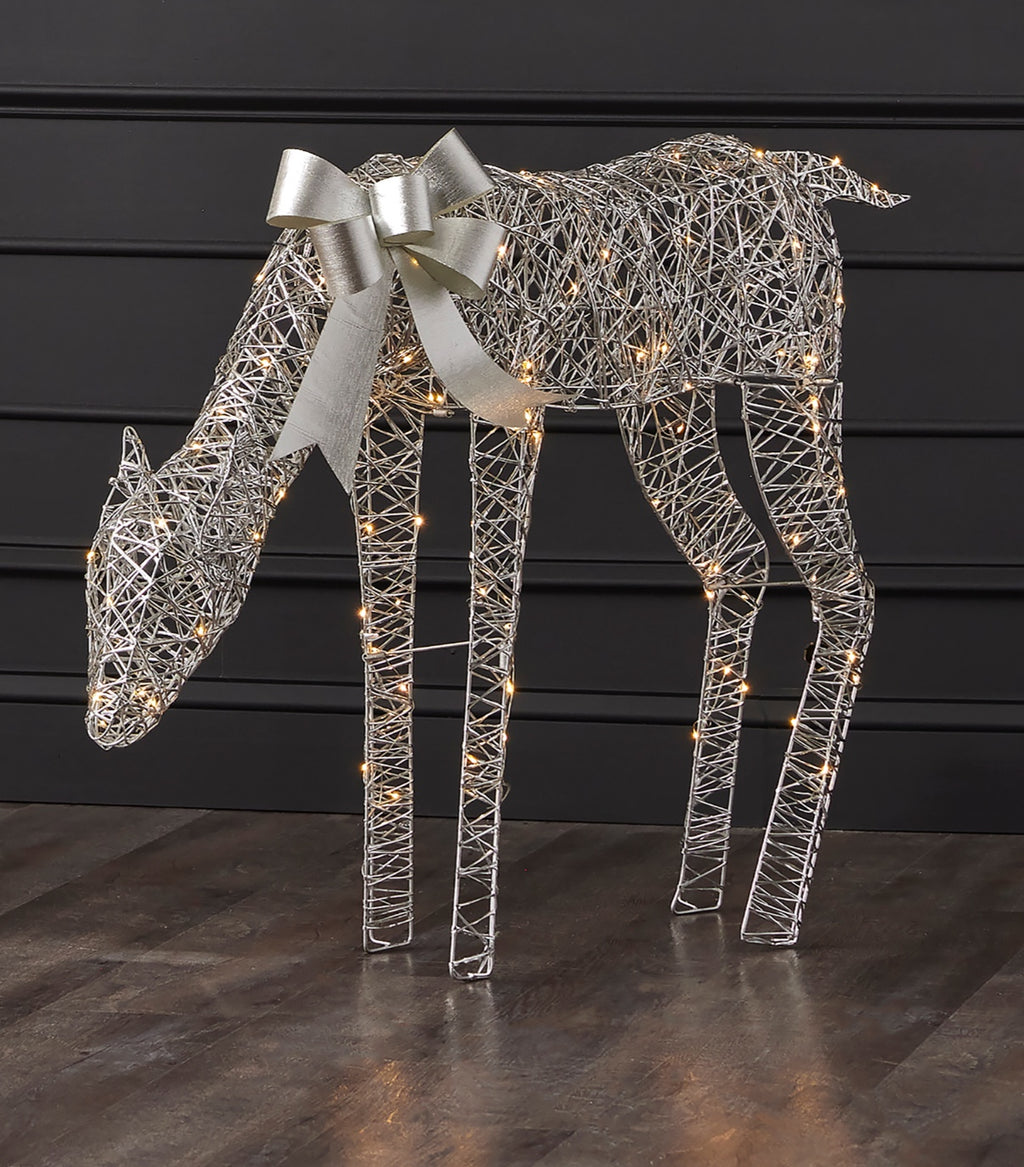 Metallic Silver Reindeer with Warm White LED Lights (Plug In) Sold Separately