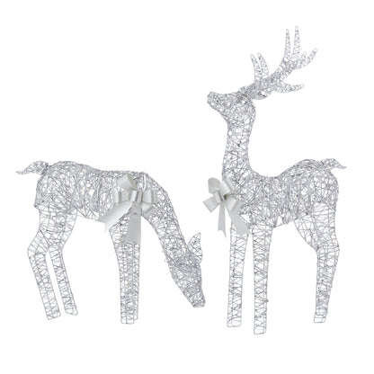 Metallic Silver Reindeer with Warm White LED Lights (Plug In)