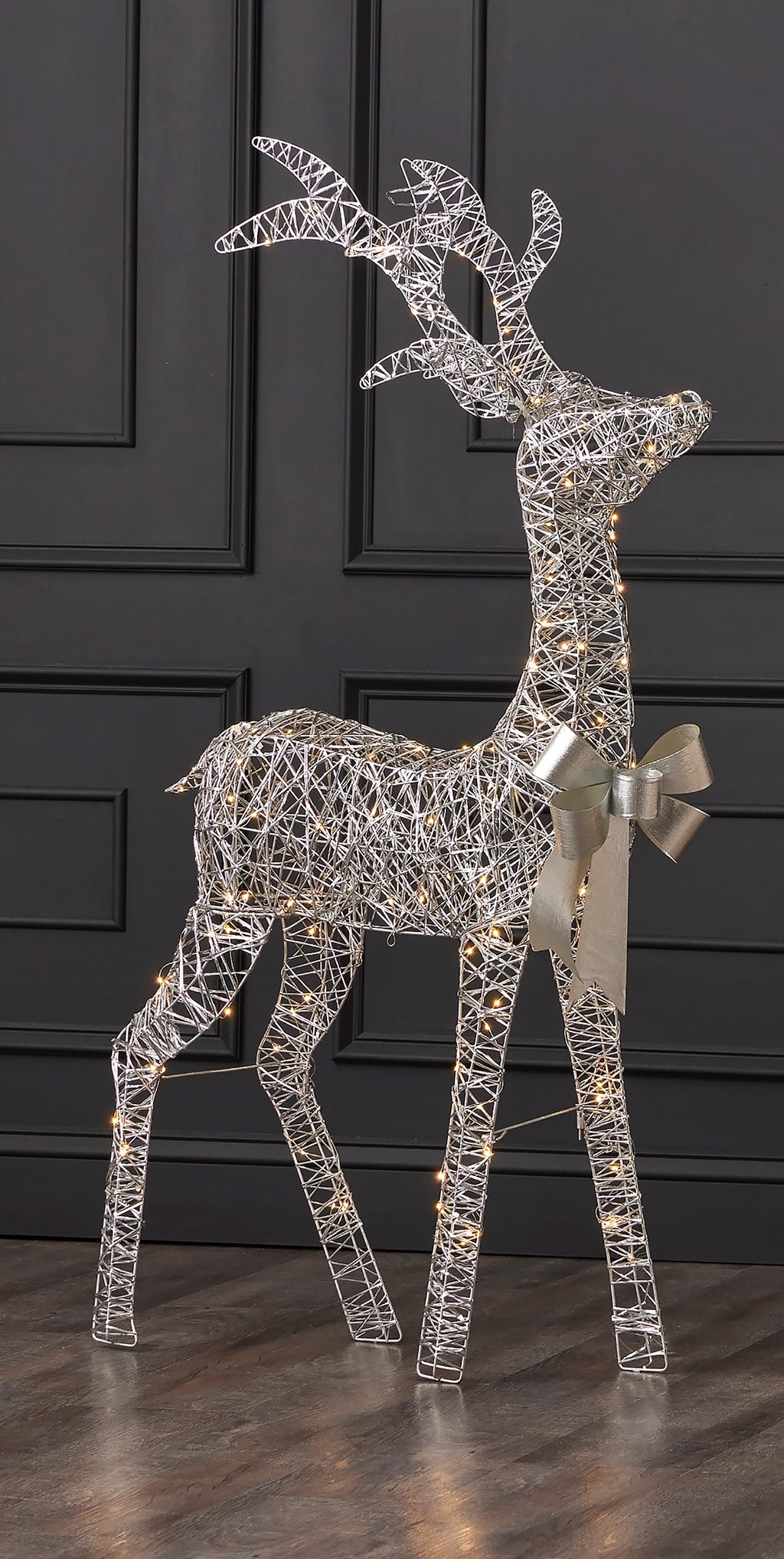 Metallic Silver Reindeer with Warm White LED Lights (Plug In) Sold Separately