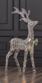 Metallic Silver Reindeer with Warm White LED Lights (Plug In) Sold Separately