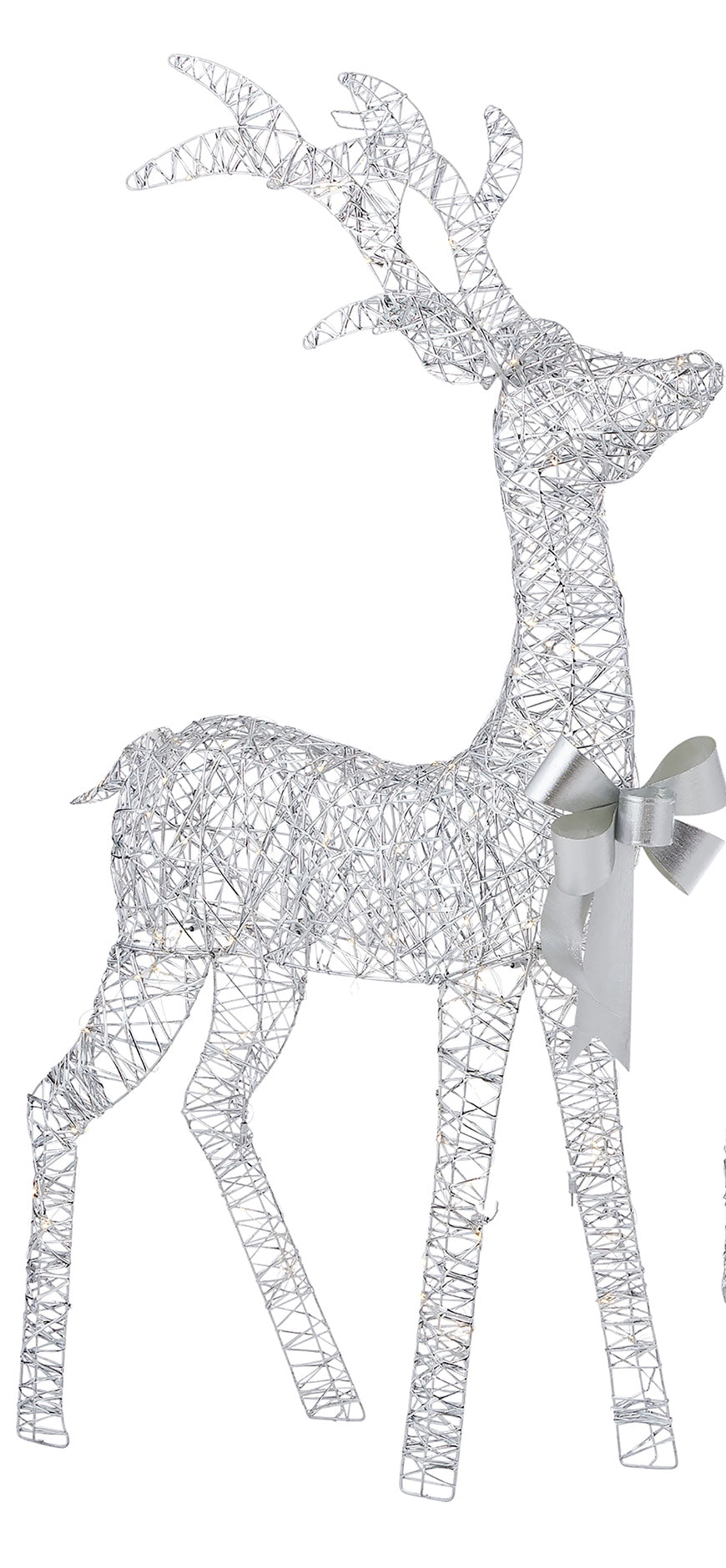 Metallic Silver Reindeer with Warm White LED Lights (Plug In) Sold Separately