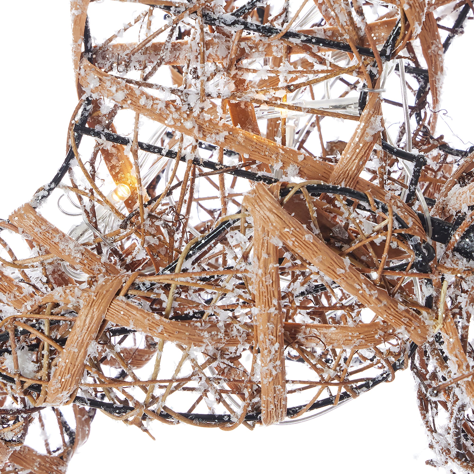 Natural Rattan Sitting Reindeer, w/ Warm White LED Lights