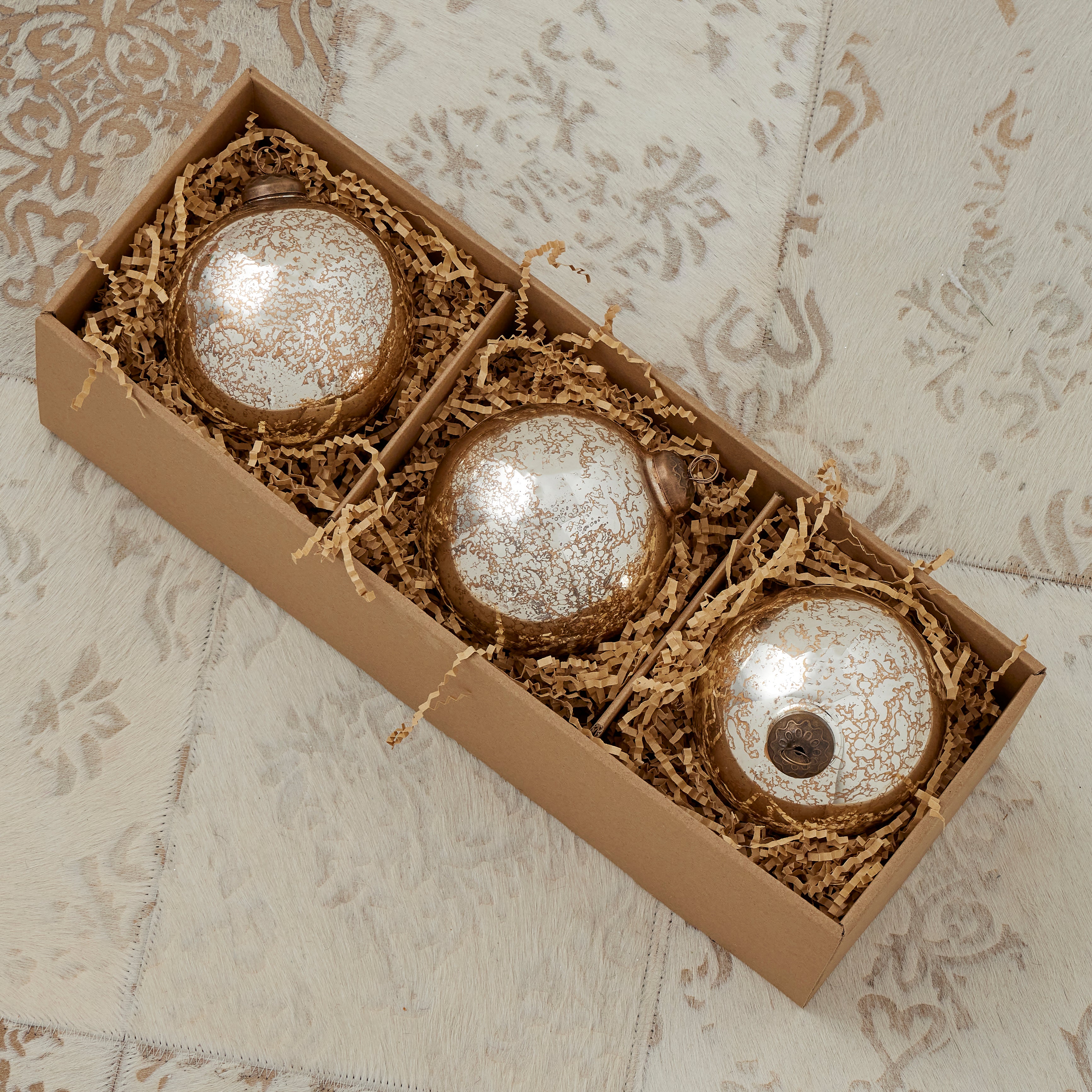 Mercury Glass Ornament Set of 3