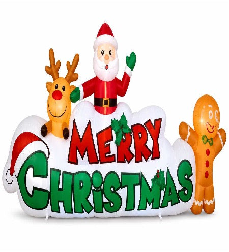Santa & Friends "Merry Christmas" Outdoor Inflatable