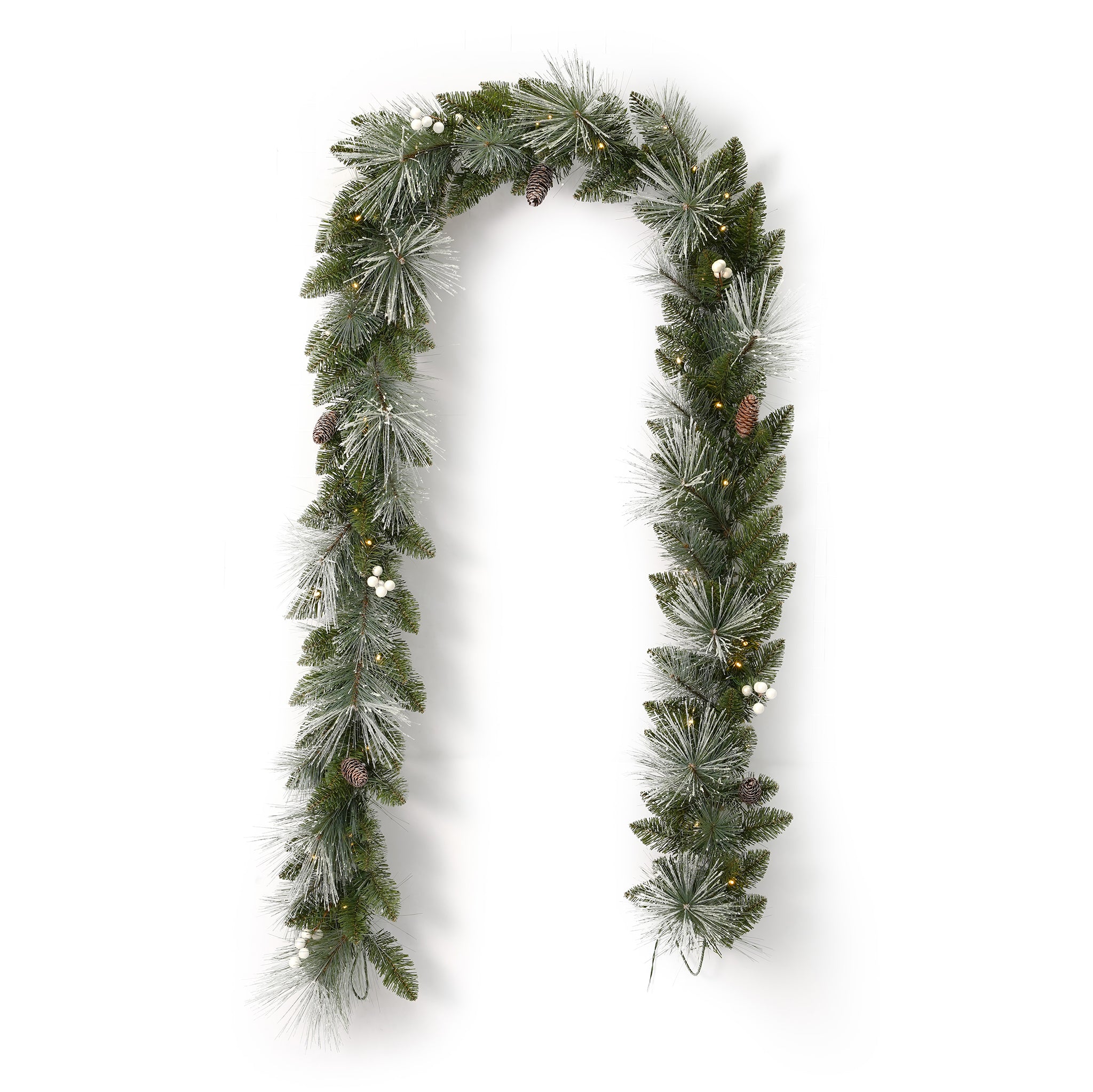 Glistening Mountain Pine 9ft Garland (Battery-Operated)