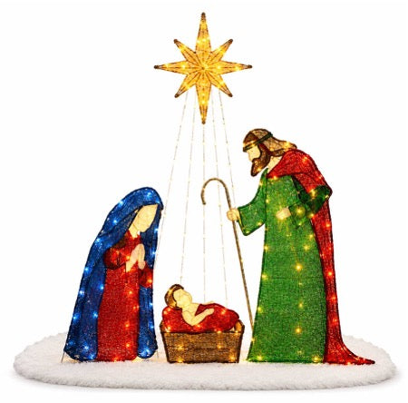 Classic Nativity Scene Prelit Outdoor Decoration 66"