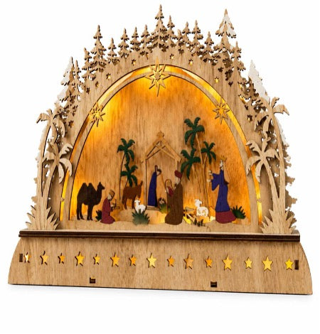 Wooden Nativity Scene