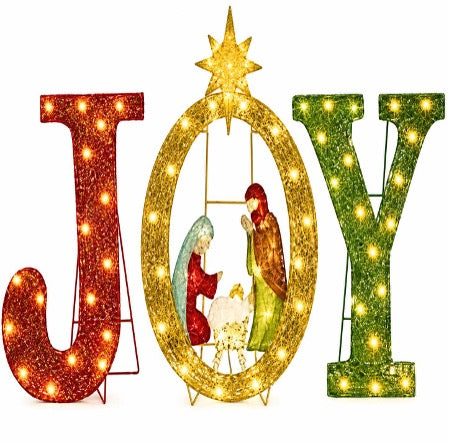 Joy Nativity Scene Prelit Outdoor Decoration 32"