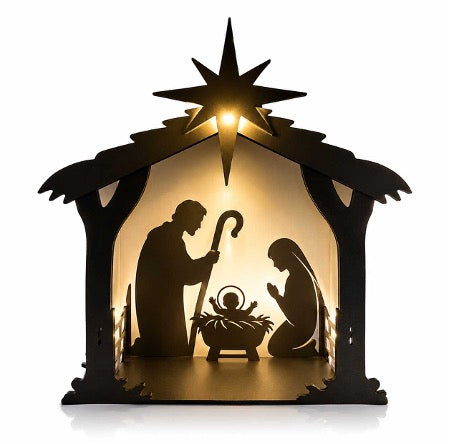 Nativity Scene on PVC Board Prelit Outdoor Decoration