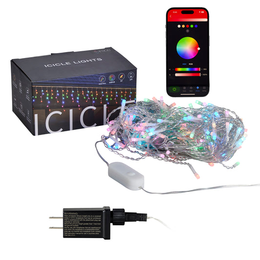 Vivvi App-Based Customizable, Color-changing Icicle Lights - 16 ft. long