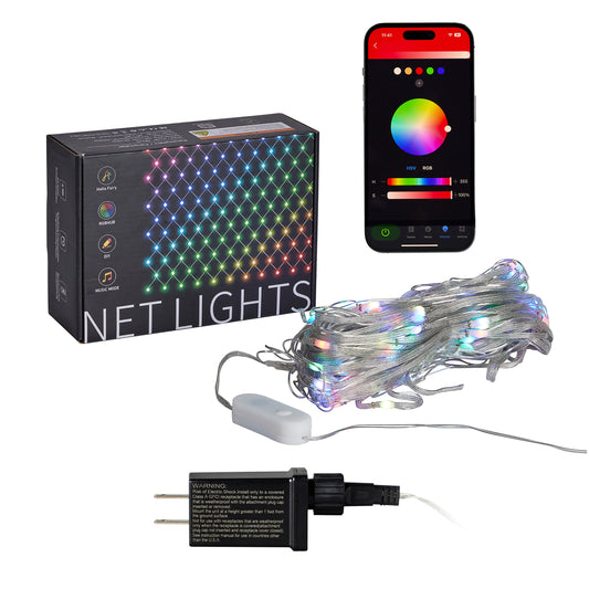 Vivvi App-Based Customizable, Color-Changing LED Net Lights 5ft x 3ft