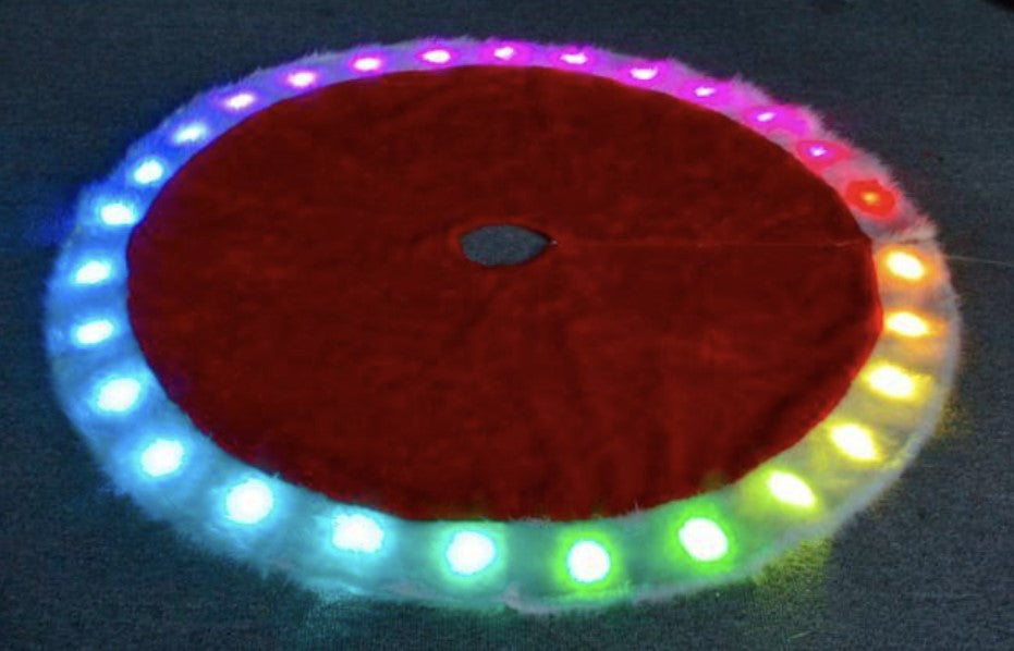 Vivvi App Based Red Tree Skirt with Lights, 42" 28 LEDs