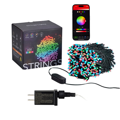 Vivvi App-Based Customizable, Color-Changing Indoor/Outdoor String Lights, 196 ft. long