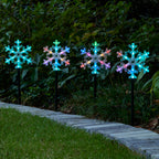 Vivvi App-Based Customizable, Color-Changing 18" Snowflake Path Lights - Set of 4