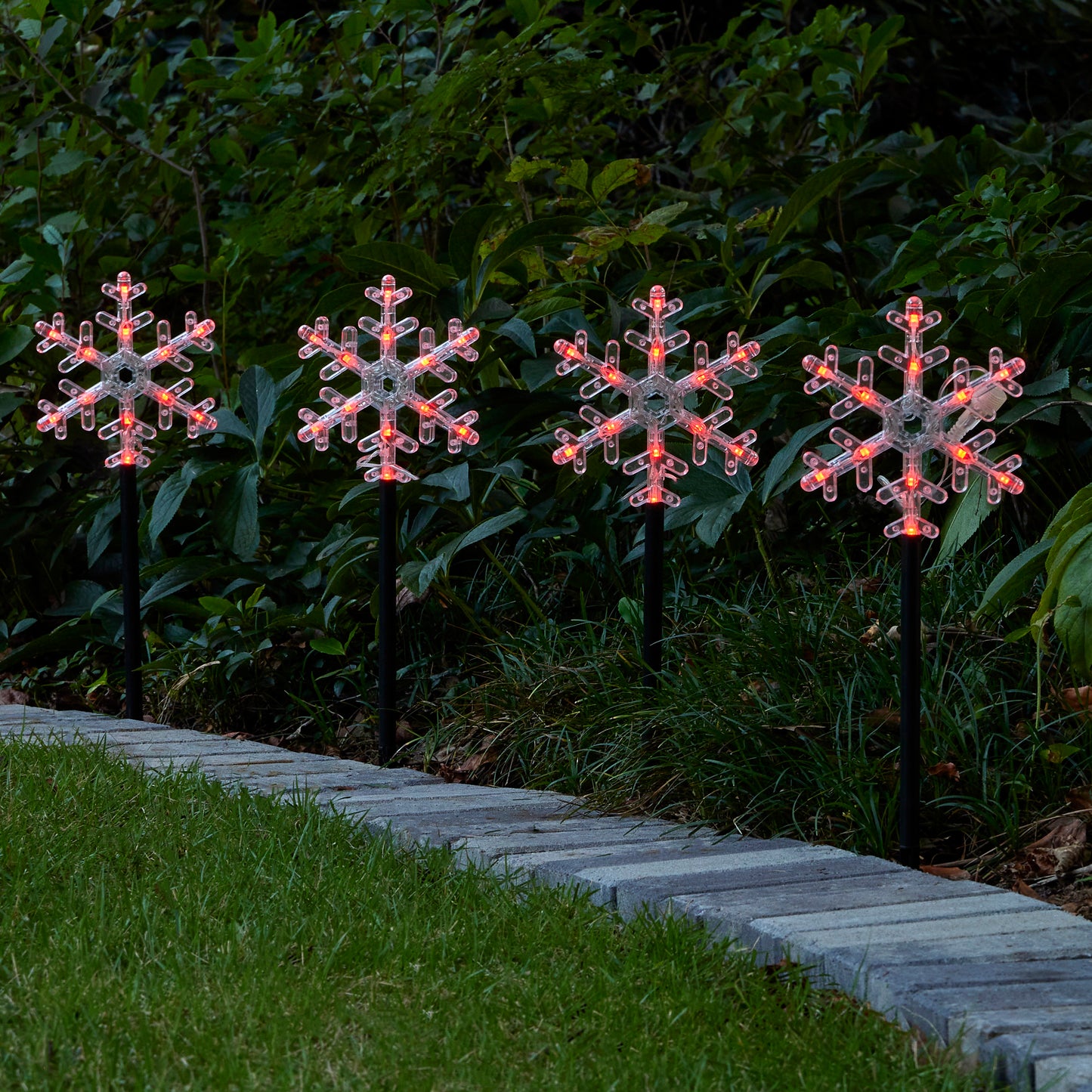 Vivvi App-Based Customizable, Color-Changing 18" Snowflake Path Lights - Set of 4