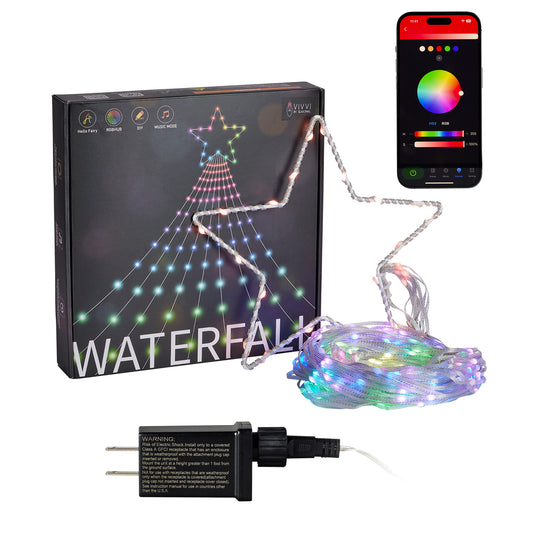 Vivvi App-Based Customizable, Color-Changing Waterfall Lights - 11 ft. tall