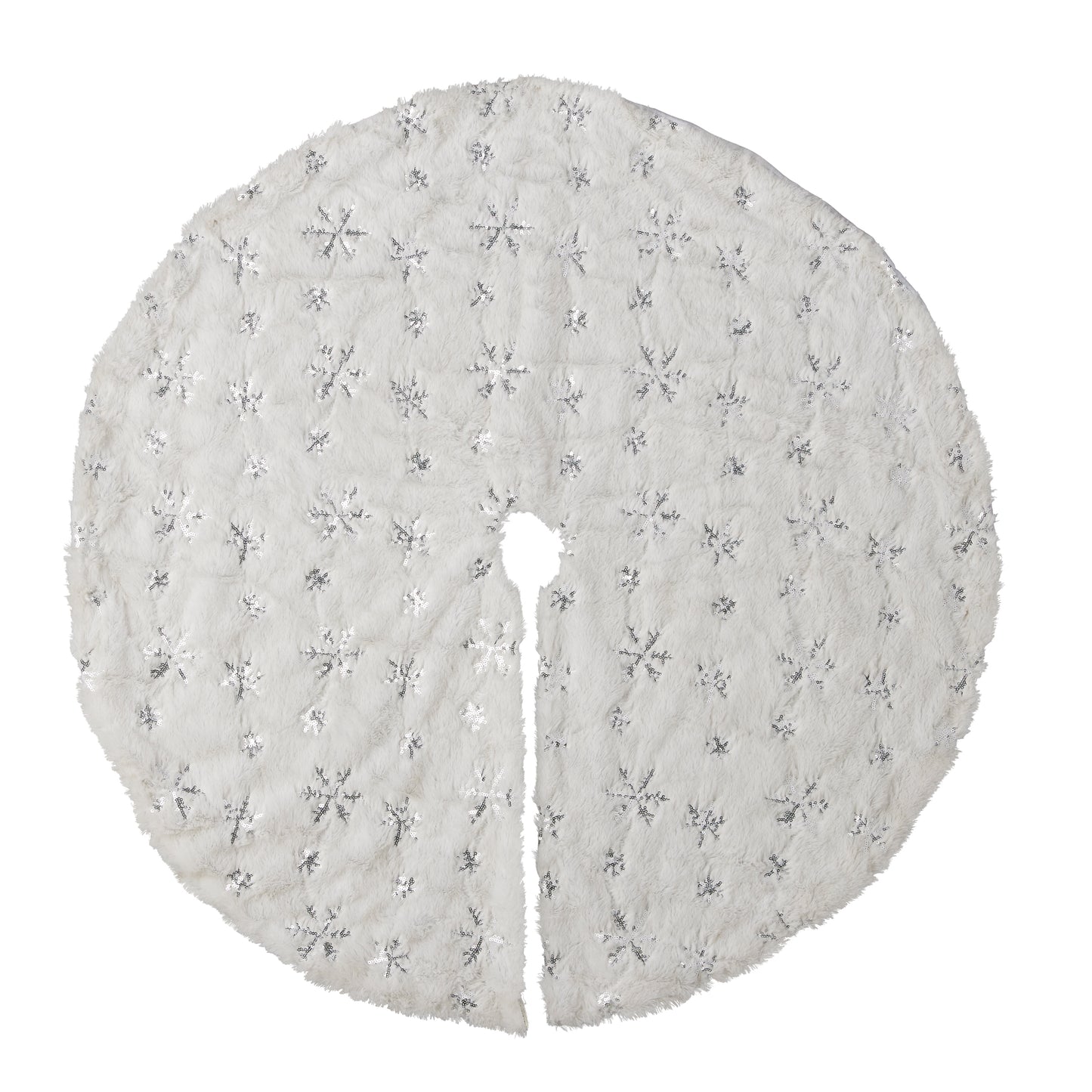 Vivvi App-Based Customizable, White Snowflake Tree Skirt with Color-Changing LED Lights, 42" diameter