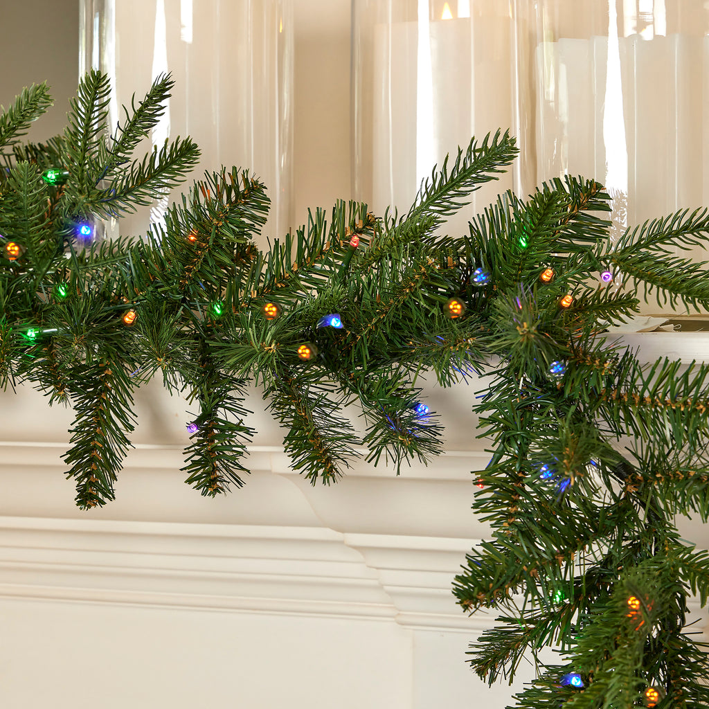 Dakota Pine 6ft Garland, 50 Dual LEDs Lights w/ 9 Functions (Battery-Operated)